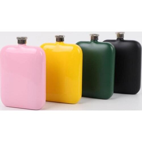 160ml Water Storage Bottle Stainless Steel Leakproof Solid Color Rectangle Liquor Bottle for Traveling Portable Wine Bottle