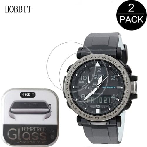 2PACK For Casio PRG-650 / 260 / 500 / 600 0.3mm 2.5D 9H Clear Tempered Glass Screen Protector Anti-Scratch Smartwatch Film