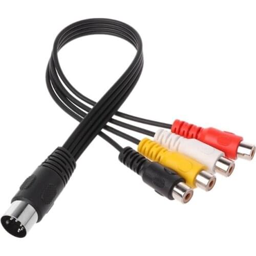 30CM 5 Pin Male Din Plug to 4 RCA Phono Female Plugs Cable Wire Cord Connector T84C