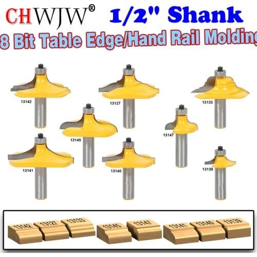 8 PC 1/2" Shank Table Edge/Hand Rail Molding Router Bit Set - CHWJW 13829