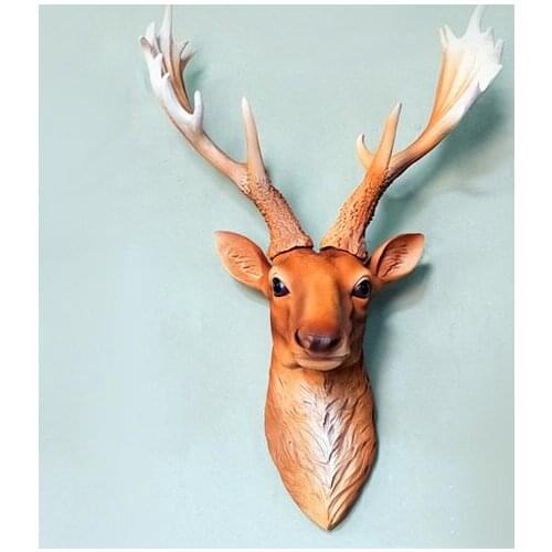 American Creative Deer Head Hanging Living Room Wall Simulation Animal Head Wall Decoration 3D Vintage Deer Head Wall Hanger