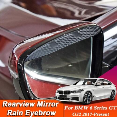 Car-styling For BMW 6Series GT G32 2017-PresenCarbon Fiber Rearview Mirror Eyebrow Rain Shield Anti-rain Cover Sticker Accessory