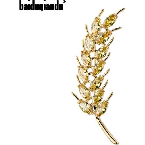 Baiduqiandu Wheat 5.8x2cm Brooches For Women Men Grain Food Flower Plant Weddings Casual Office Brooch Pins Gifts