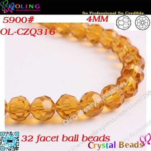 Bead,200pcs/Lot Smoked Crystal Glass Faceted Football Beads 4mm Round Beads For DIY Jewelry Findings