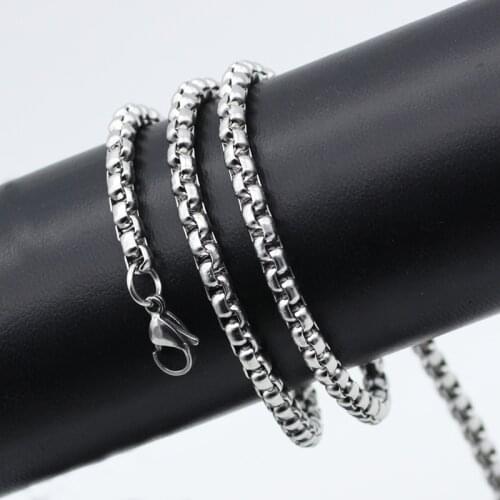 1 Piece 2mm/2.5mm/3mm/4mm Stainless Steel Rope Square Pearl Chain Necklace Figaro for Pendant Men Women Silve Necklace Jewelry