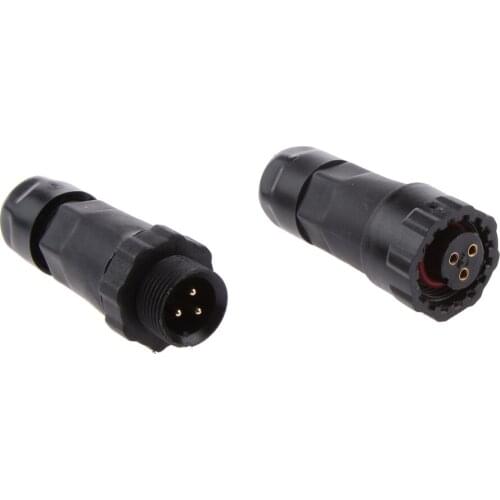 Black 3 Pins Power Industrial Wiring Connectors Socket Socket Waterproof IP68