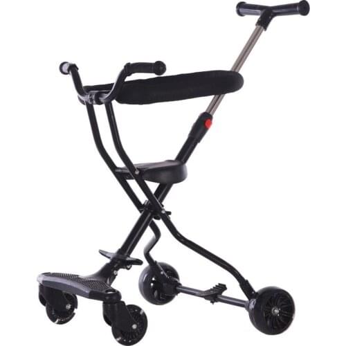 Baby stroller heightening guardrail four-wheeled baby tool belt brake folding baby stroller