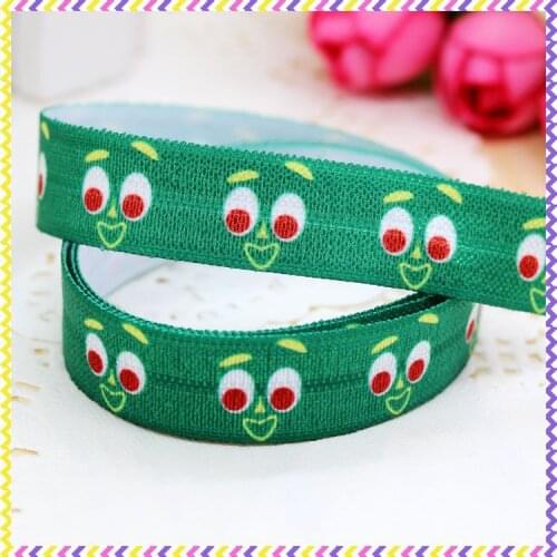 DHK 5/8'' 5yards Fold Over Elastic FOE cartoon printed headband headwear hair band diy decoration OEM Wholesale E377