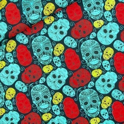 Cotton Woven Fabric - colorful skulls (width=140cm)