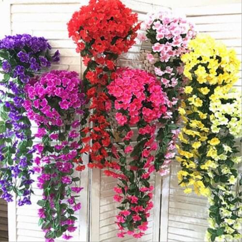 Artificial Violet Flower Simulation Plant Wall Hanging Home Decor Basket Valentines Day Wedding Party Street Light Decoration