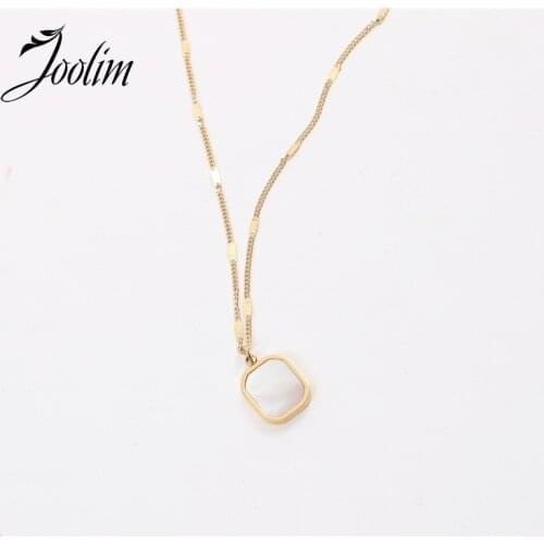 Joolim Jewelry PVD Gold Finish Fold Wear Tender Fritillaria Thun-bergli Pendant Necklace Stylish Stainless Steel Necklace