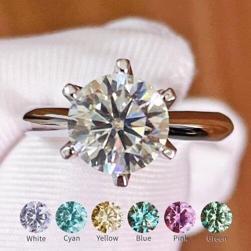 Crown Design style Real Moissanite Ring 0.5CT 1CT 2CT Half one carat color D-F 925 Sterling Silver wedding rings Girlfriend Gift