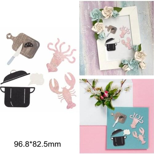 Kitchenware Knife Lobster Squid Pot Metal Cutting Dies Die Cut New 2020 Scrapbook Craft Make Cards New Stencils DIY Album Photos