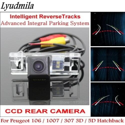 Lyudmila FOR Peugeot 106 / 1007 / 307 3D / 5D Hatchback Car Backup Reverse Rear View Camera Parking Lines Intelligent Tracks