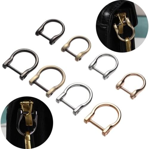 1PC 1.4cm/1.9cm Metal Buckle D Ring Webbing Shackle Clasp Buckles Leather Craft Bag Strap Parts Open Screw Craft Accessory