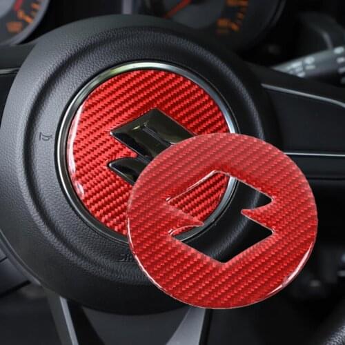 NHAUTP 1Pcs True Carbon Fiber Steering Wheel Center Decoration Sticker For Suzuki Jimny 2019 2020 Car Accessories