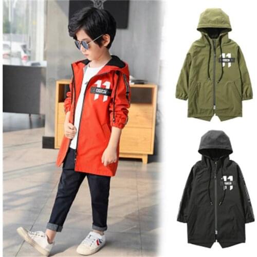 New childrens clothing spring boy jacket childrens windbreaker in the long section of the big boy Korean shirt boy spring