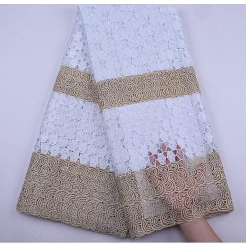 New arrival African Guipure Cord Lace Fabric 2020 High Quality Water Soluble Milk Silk Lace Fabric For Nigerian Wedding Dress