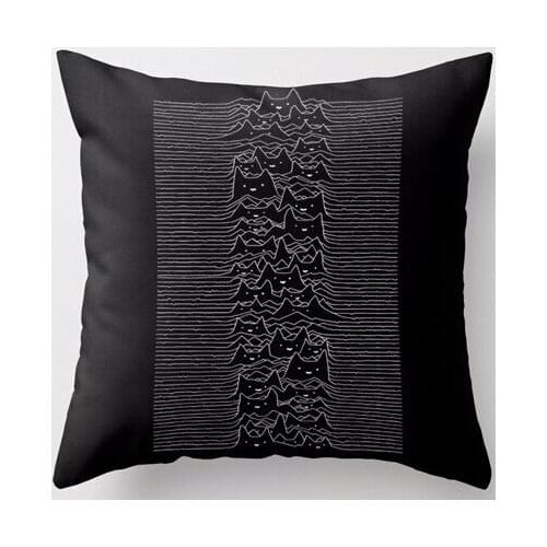 Wholesale Customized Division Cats Joy Division Cats Style Square Zippered Throw Pillowcase Nice Durable Black Pillow Cover