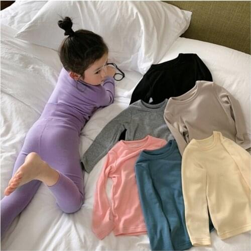 23 Colors Autumn Winter Boy Girls Pajama Set Tops+High Waist Pants.Children‘s Sleepwear Suit Toddler Baby Kids Basic Home Outfit