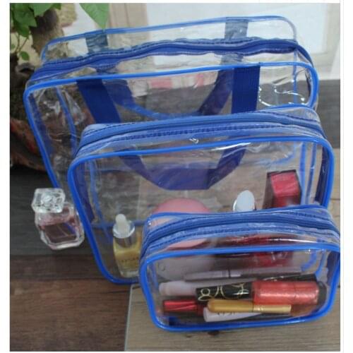 Cosmetic bag PVC transparent waterproof cosmetic bag three-piece wash rinse package package travel multi-functional storage 0437