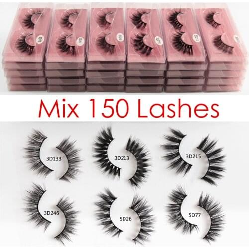 Wholesale Eyelashes 30/60/90/150 Pairs 3D Mink Eyelashes Makeup Volume Soft Mink Lashes Extension Natural False Eyelashes Bulk