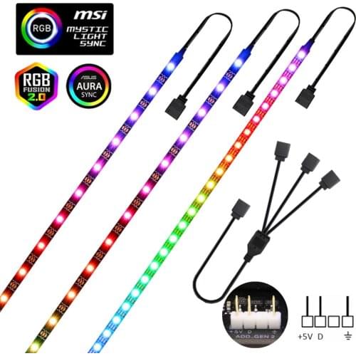 RGB LED Strip Light 5V Addressable ws2812b Strip For PC case Motherboard 3 Pin Header for ASUS Aura SYNC,MSI Mystic Light SYNC