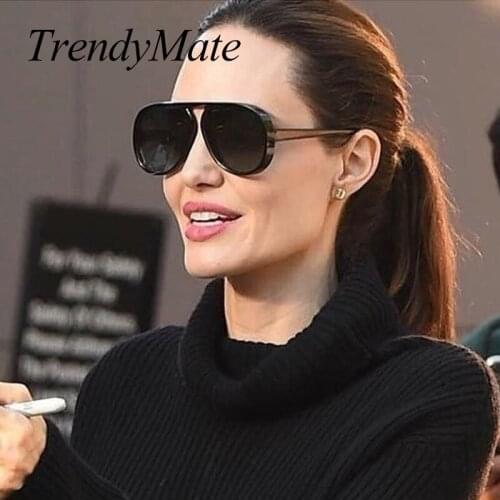 2018 Vintage Oversized Sunglasses Women Oval Big Frame Leopard Black Gray Designer Sun Glasses for Women Oculos 1321T