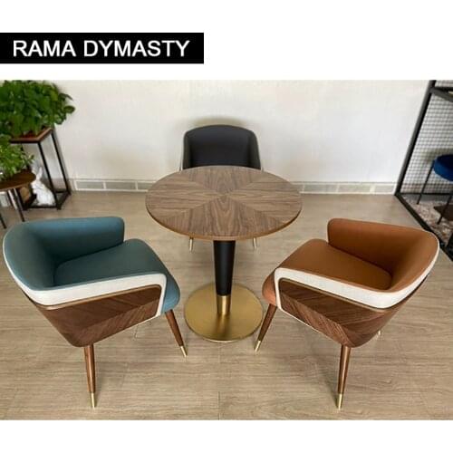 Modern Leisure Dining Chairs Simple Creative Ins Home Furniture Nordic Restaurant Solid Wood Chair Leather Art Backrest Stool