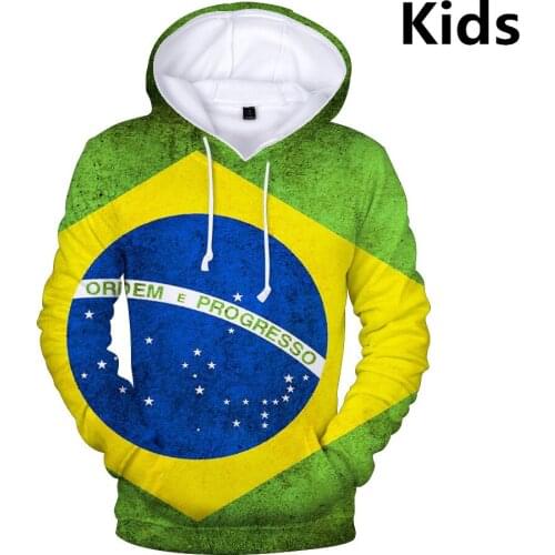 3 To 14 Years Kids Hoodies 3D National Flag Portugal Germany Russia Brazil USA Hoodie Sweatshirt Boys Girls Lovely Child Jacket