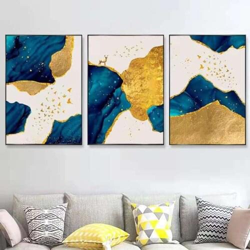 Nordic Triptych Decorative Painting Crystal Porcelain Living Room Dining Room Atmosphere Hand-Painted Mural