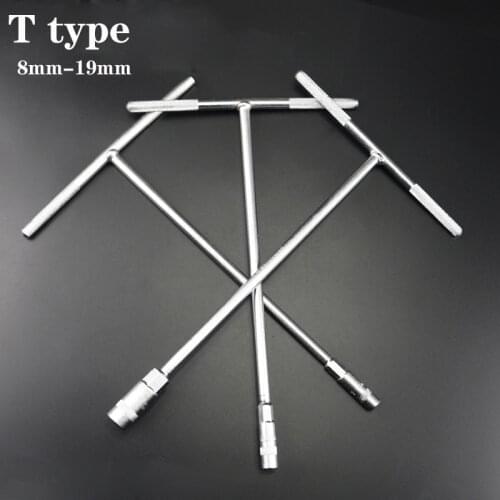 8mm-19mm T Type Universal Socket Wrench CR-V Steel Hexagon Socket Wrench T-shape Hex Spanner Hand Tools for Auto Repair