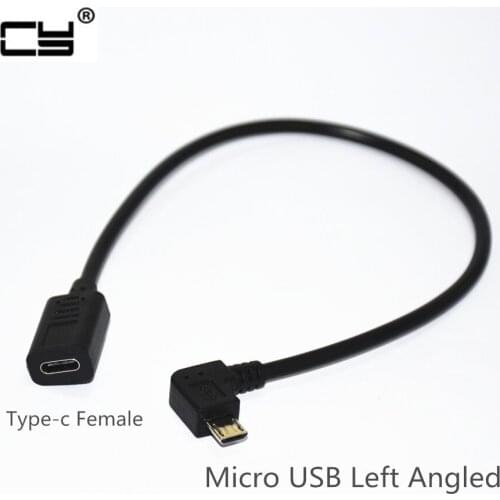 USB 3.1 Type C USB-C Fenale Angled to Micro USB UP& Down& Left& Right Angled 90 Degree Male Data Cable 25cm for Macbook & Tablet
