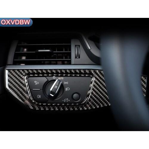 Interior Carbon Fiber Headlight Switch Buttons Cover Trim Car Stickers for Audi a4 b9 R S4 LHD RHD Accessories2016-2019Styling