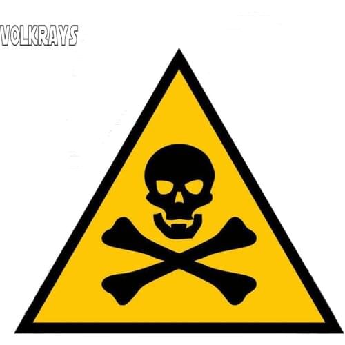 Volkrays Creative Car Sticker Skull Warning Danger Accessories Reflective Waterproof Cover Scratches PVC Decal,13cm*15cm