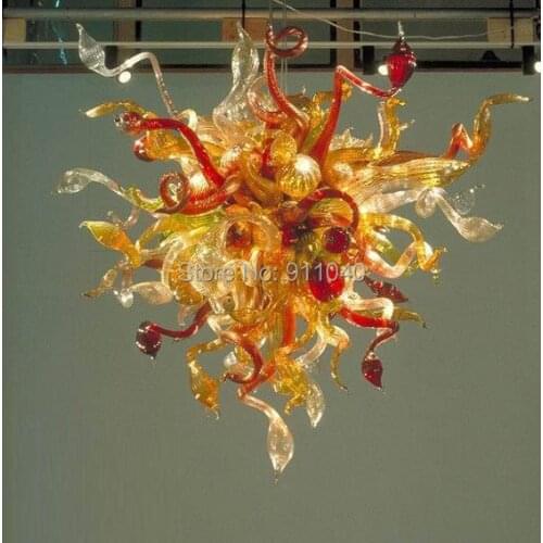 High Hanging Wings Chandelier Golden Color 100% Hand Blown Glass LED Murano Glass Chandelier Lighting
