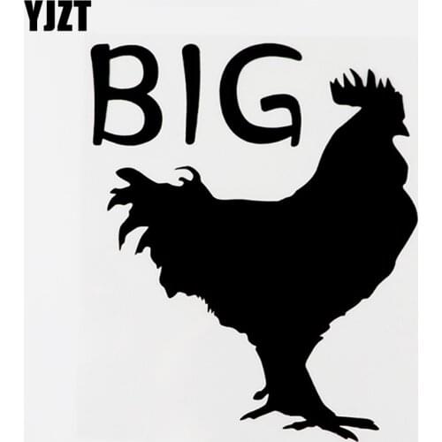 YJZT 13CM×15.7CM Cartoon Animal Big Cock Vinyl Decor Car Sticker Black/Silver 8C-0280