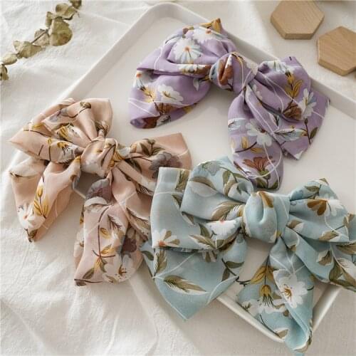 New Fashion All-match Beautiful Flower Chiffon Big Bow Hairpin Spring Clip Barrettes Women Girls Hair Accessories Headwear