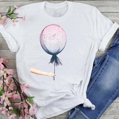 Women Graphic 90s Balloon Love Style Cartoon Summer Fashion Print Short Sleeve Female Clothes Tops Tees Tshirt T-Shirt