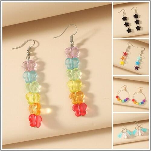 1 Pairs Earrings For Women Fashion Simple Cute Candy Color Dangle Earrings Girl Party Children Birthday Gift Lovely Jewelry Hot