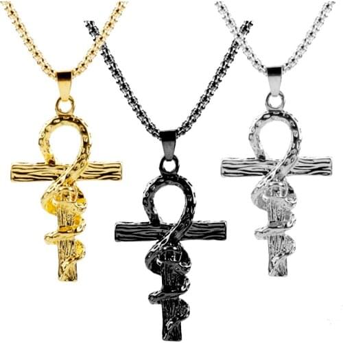 Enamel Cross Pendant Necklace Trendy Snake Surrounding Shape Crossing Design Choker Necklace Jewelry Trendy Gifts For Friends