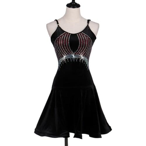 Black velvet Latin Dance Dress Women/Girls For Sale Rumba/Samba/Ballroom Dancing Dancewear Fitness Clothes Lady Dance Costume