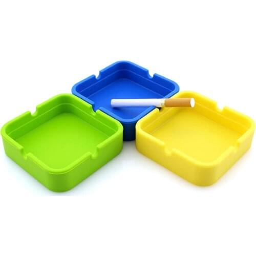 1PCS Square Silicone Ashtray Multicolor Household Smoking Cigarette Ashtrays Home Decorative Men Soft Eco-Friendly Pocket