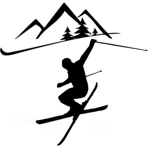 15.3CM*14.8CM Man Skiing Sport Silhouette Vinyl Car Sticker S9-0461