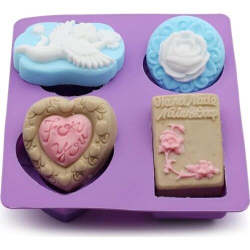 4 Even Rose Love Angel Thick Handmade Soap Silicone Cake Mold Silicone Moulds E710
