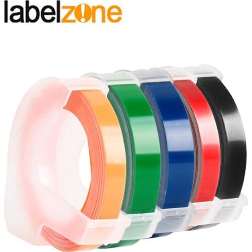 5Pcs 6mm*3m Compatible Mixed Color DYMO 3D Plastic Labels for Embossing Label Makers for DYMO 1610/12965/1880 Motex e101