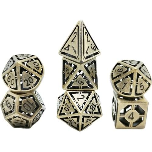 7Pcs hollow metal DND game dice set RPG MTG
