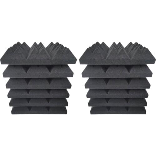 Hot-Acoustic Panels Studio Foams 12Pack Pyramid 2 x 12 x 12Inch Sound Absorbing Foam Soundproofing Wall Tiles