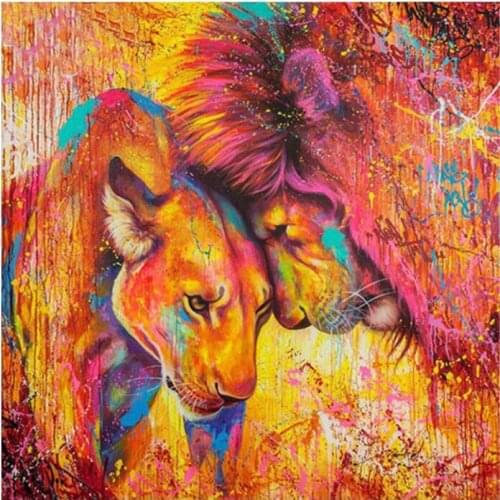 Lions Diamond Embroidery Painting Abstract Full Mosaic Stones Sticker Wall Decor Puzzle Picture Toy Diamond Dotz Large Size New