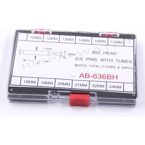 Free Shipping 1 Set Big Head Friction Tube Pin Clasps Straps Bracelets Rivet End 10 MM - 24 MM for Watch Repair